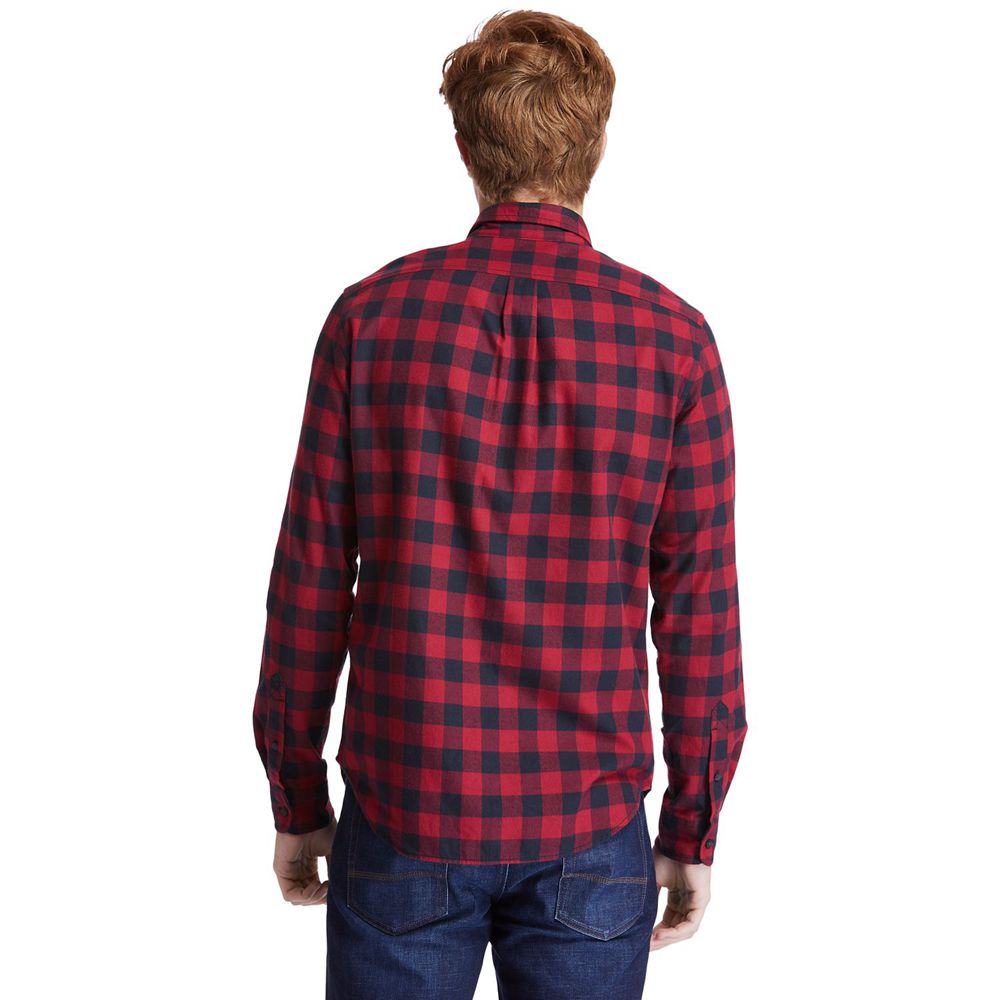 Camisa Masculino - Timberland Nashua River Long-Sleeve Flannel Check - WDGXY4610 - Vermelhas/Pretas